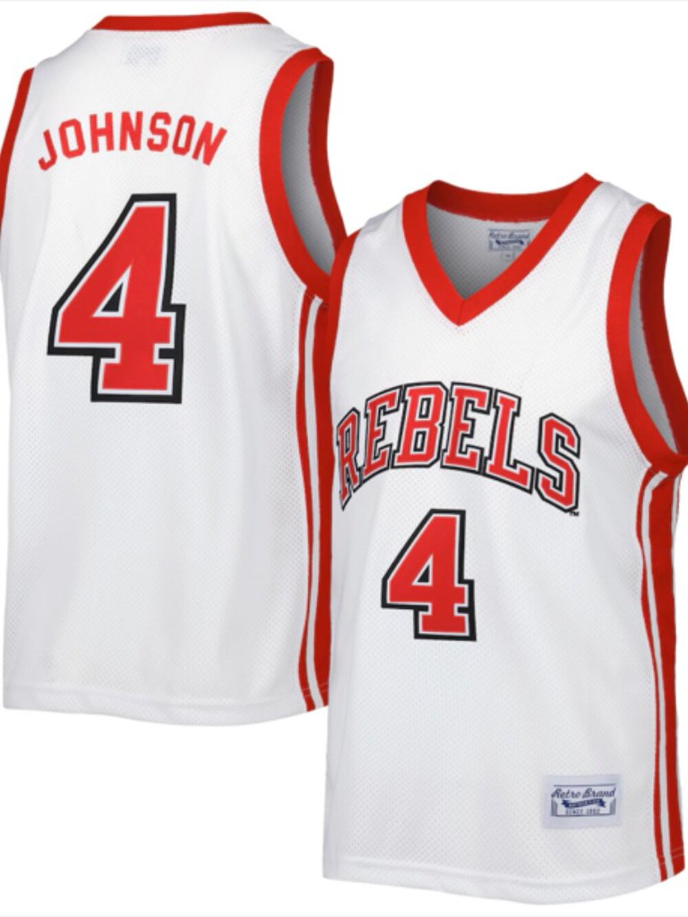 UNLV Rebels White Throwback Jersey Original Retro Brand, Larry Johnson #4, M NWT